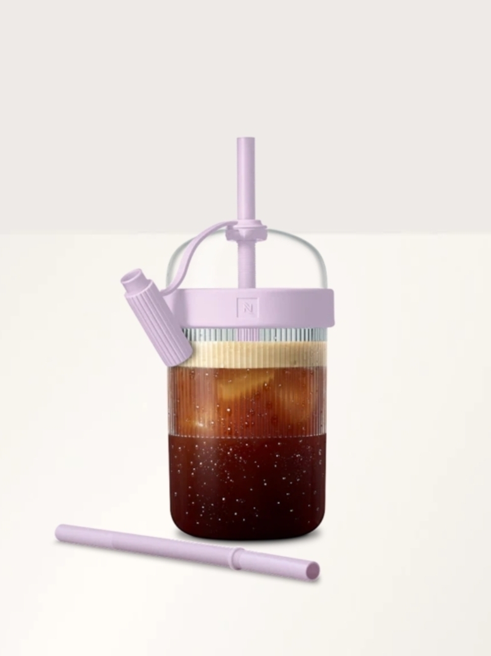 Lavender Iced Tumbler with Straw - Portable Cold Beverage Tumbler